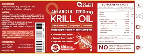 NATURE TARGET Krillöl 120 Kapseln – Hochwertiges Omega-3 aus der Antarktis