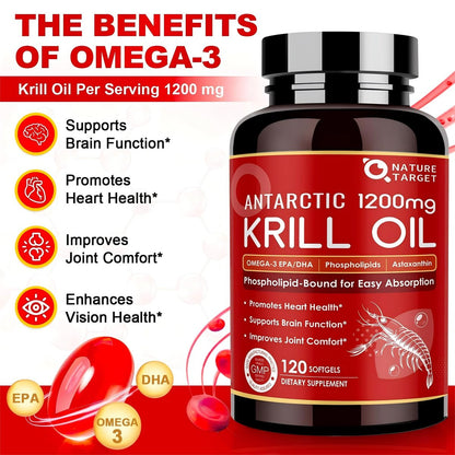 NATURE TARGET Krillöl 120 Kapseln – Hochwertiges Omega-3 aus der Antarktis