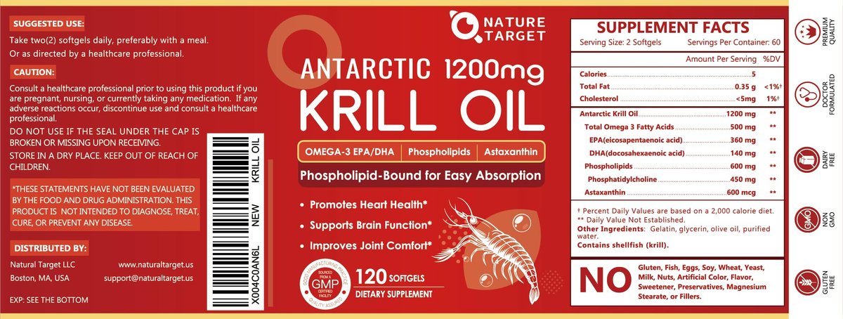 NATURE TARGET Krillöl 120 Kapseln – Hochwertiges Omega-3 aus der Antarktis