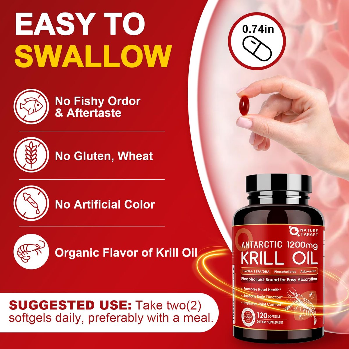 NATURE TARGET Krillöl 120 Kapseln – Hochwertiges Omega-3 aus der Antarktis