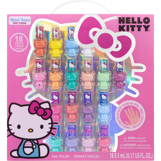 Townley Girl Hello Kitty Nagellack-Set für Mädchen ab 3 Jahren – 18-teiliges Peel-Off Nagellack-Set, wasserbasiert, schnell trocknend, ideales Geschenk für Geburtstagspartys, Übernachtungen und Makeover
