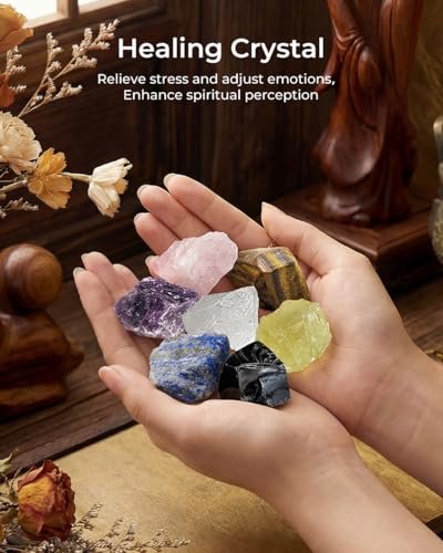 9-teiliges Heilsteine-Set mit Selenit-Pyramide, 7 Chakra-Steine, Naturkristalle in Holzbox – Meditation, Schutz, Energie – Geschenk für Frauen