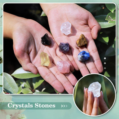 9-teiliges Heilsteine-Set mit Selenit-Pyramide, 7 Chakra-Steine, Naturkristalle in Holzbox – Meditation, Schutz, Energie – Geschenk für Frauen