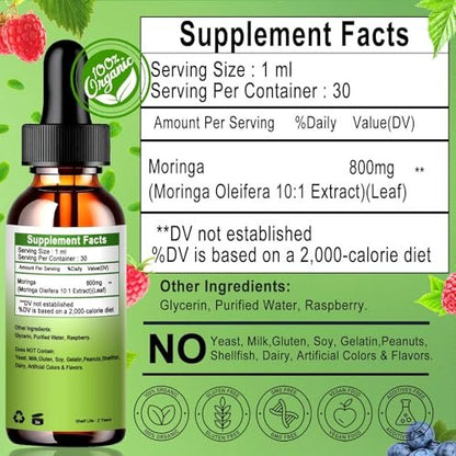 Bio Moringa Flüssigtropfen für Energie, Stoffwechsel & Immunsystem – 6-fach bessere Absorption als Pulver oder Kapseln – Grünes Superfood für Frauen und Männer