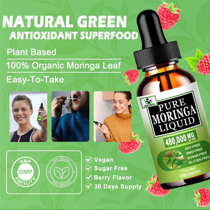 Bio Moringa Flüssigtropfen für Energie, Stoffwechsel & Immunsystem – 6-fach bessere Absorption als Pulver oder Kapseln – Grünes Superfood für Frauen und Männer
