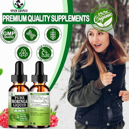 Bio Moringa Flüssigtropfen für Energie, Stoffwechsel & Immunsystem – 6-fach bessere Absorption als Pulver oder Kapseln – Grünes Superfood für Frauen und Männer