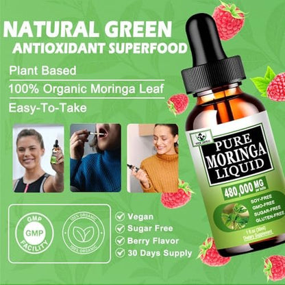 Bio Moringa Flüssigtropfen für Energie, Stoffwechsel & Immunsystem – 6-fach bessere Absorption als Pulver oder Kapseln – Grünes Superfood für Frauen und Männer