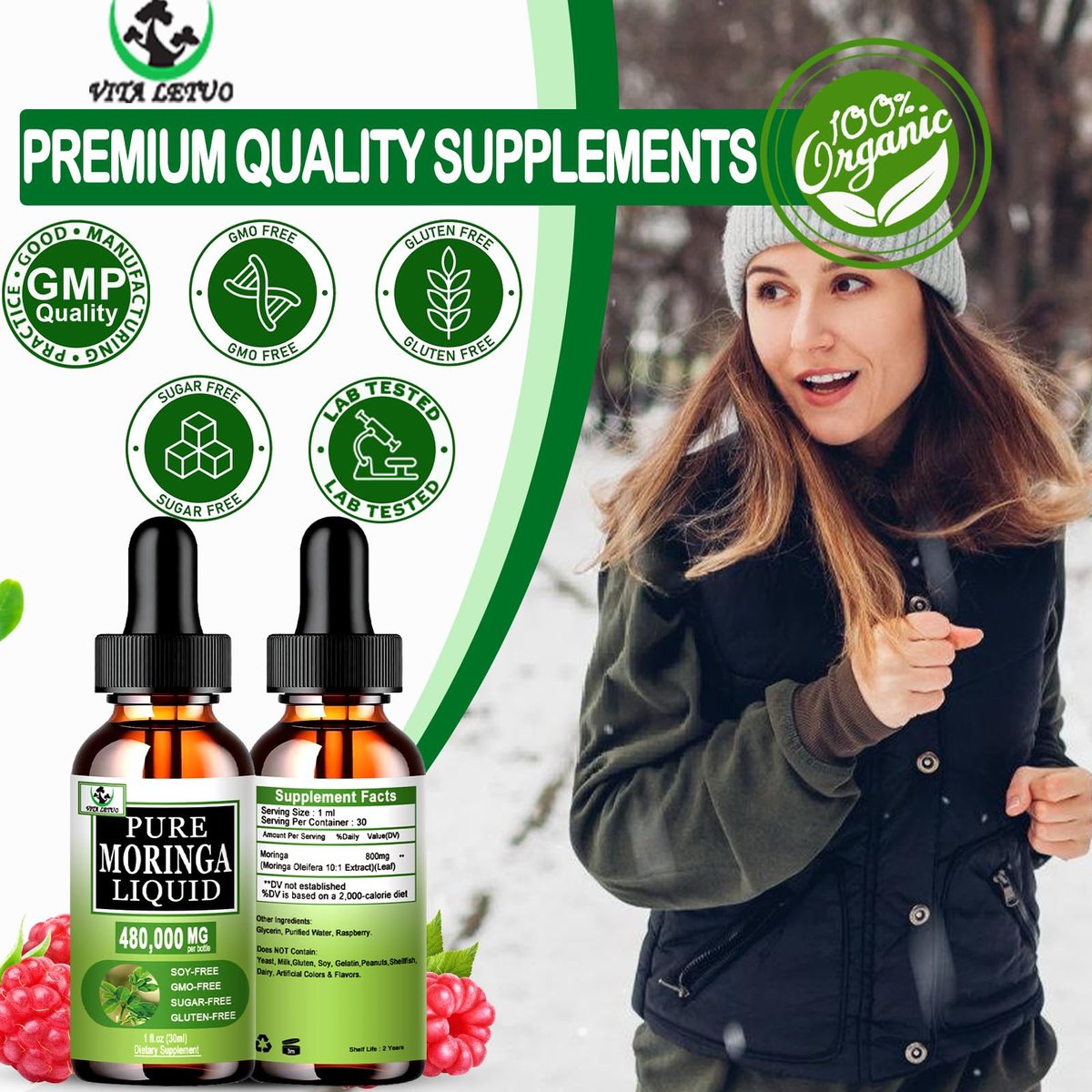 Bio Moringa Flüssigtropfen für Energie, Stoffwechsel & Immunsystem – 6-fach bessere Absorption als Pulver oder Kapseln – Grünes Superfood für Frauen und Männer
