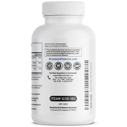 Bronson Calcium 1200 mg mit Vitamin D3 1000 IE pro Portion – 180 Tabletten, nachhaltige Freisetzung, Non-GMO