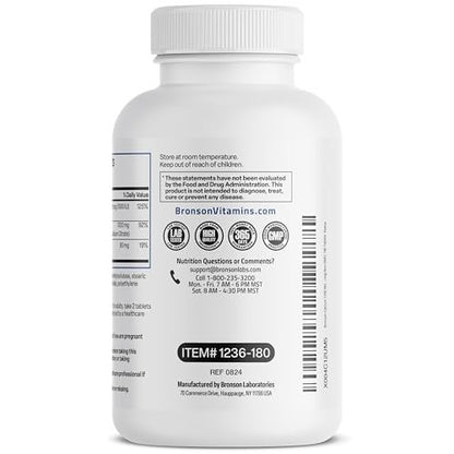 Bronson Calcium 1200 mg mit Vitamin D3 1000 IE pro Portion – 180 Tabletten, nachhaltige Freisetzung, Non-GMO