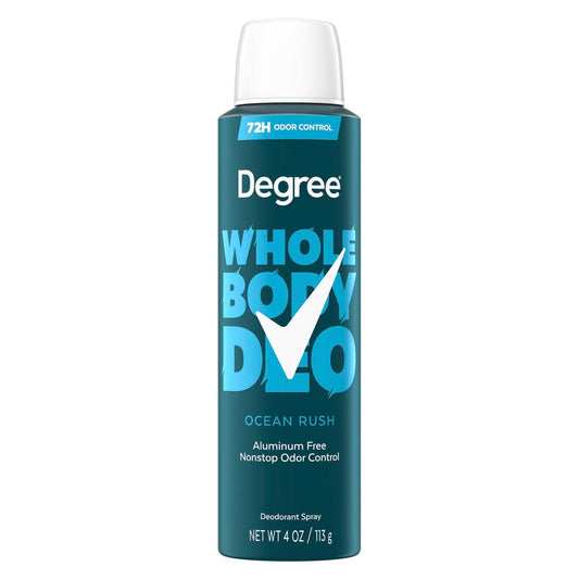 Degree Men Whole Body Deodorant Spray für Männer, Ocean Rush Duft, Aluminiumfrei, 72h Geruchsschutz, 118 ml