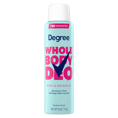 Degree Women Whole Body Deodorant Spray, Rose & Waterlily Duft, Aluminiumfrei, 72 Stunden Geruchsschutz, 113 g