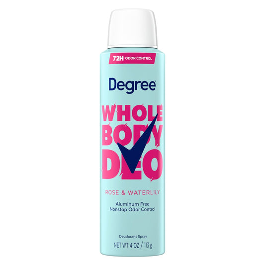 Degree Women Whole Body Deodorant Spray, Rose & Waterlily Duft, Aluminiumfrei, 72 Stunden Geruchsschutz, 113 g