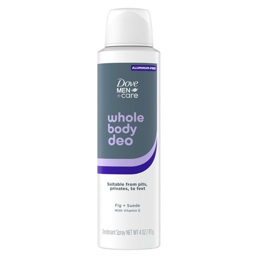 DOVE MEN + CARE Ganzkörper-Deodorant Fig & Suede – 72h Schutz für Achseln, Intimbereich und Füße, 118 ml