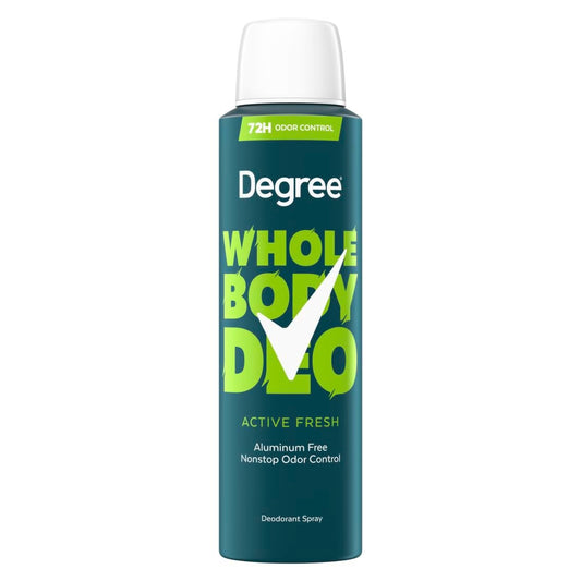 Degree Men Whole Body Deodorant Spray Active Fresh – Aluminiumfreier 72h Schutz, 118 ml