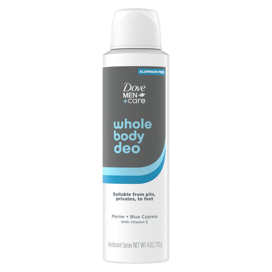 DOVE MEN + CARE Deo für den ganzen Körper Marine + Blauzypresse – 72h Schutz für Achseln, Intimbereich & Füße 113 g