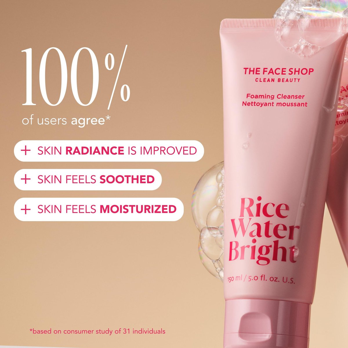 The Face Shop Rice Water Bright Travel Kit – Koreanische Hautpflege mit Ceramiden, vegane Gesichtspflege für trockene Haut (Reinigung, Serum, Creme, Augencreme)