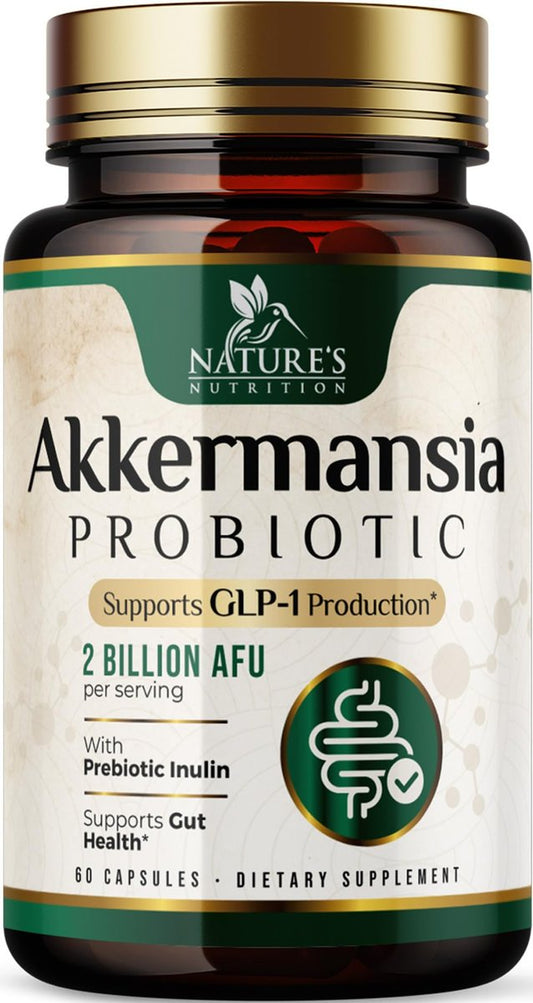 Akkermansia Probiotikum - 2 Milliarden AFU pro Portion - Fortschrittliches Akkermansia Muciniphila Präparat mit Präbiotika - Unterstützt Verdauung und GLP-1 - In den USA abgefüllt - 60 Kapseln
