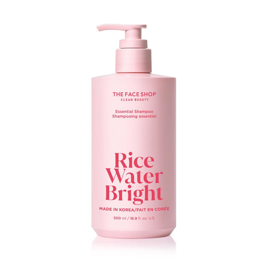 The Face Shop Rice Water Bright Essential Shampoo – Stärkende Reis-Protein Pflege für trockenes & geschädigtes Haar, Anti-Frizz, Anti-Haarausfall, sulfatfrei, 500 ml