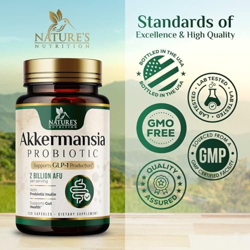 Akkermansia Probiotikum - 2 Milliarden AFU pro Portion - Fortschrittliches Probiotikum mit Akkermansia Muciniphila - Unterstützt Verdauungsgesundheit & GLP-1 & Präbiotika - Hergestellt in den USA - 120 Kapseln
