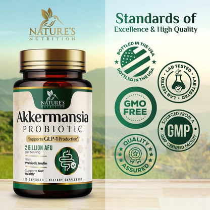 Akkermansia Probiotikum - 2 Milliarden AFU pro Portion - Fortschrittliches Probiotikum mit Akkermansia Muciniphila - Unterstützt Verdauungsgesundheit & GLP-1 & Präbiotika - Hergestellt in den USA - 120 Kapseln
