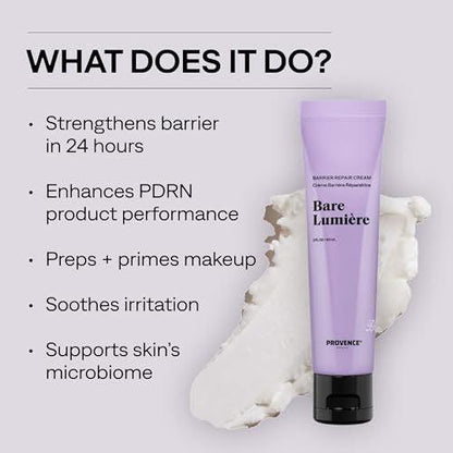 Provence Beauty BARE LUMIÈRE Hautbarriere-Reparaturcreme – 5-in-1 Gesichtsfeuchtigkeitscreme mit Ectoin, verkapselten Probiotika & Aloe Vera – Hydratisiert, macht die Haut geschmeidig, verleiht Glow & stärkt die Haut – 60 ml