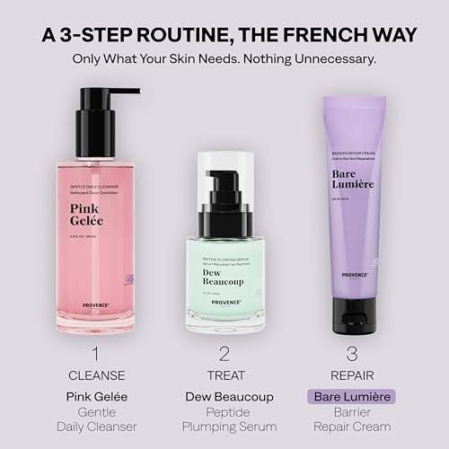 Provence Beauty BARE LUMIÈRE Hautbarriere-Reparaturcreme – 5-in-1 Gesichtsfeuchtigkeitscreme mit Ectoin, verkapselten Probiotika & Aloe Vera – Hydratisiert, macht die Haut geschmeidig, verleiht Glow & stärkt die Haut – 60 ml