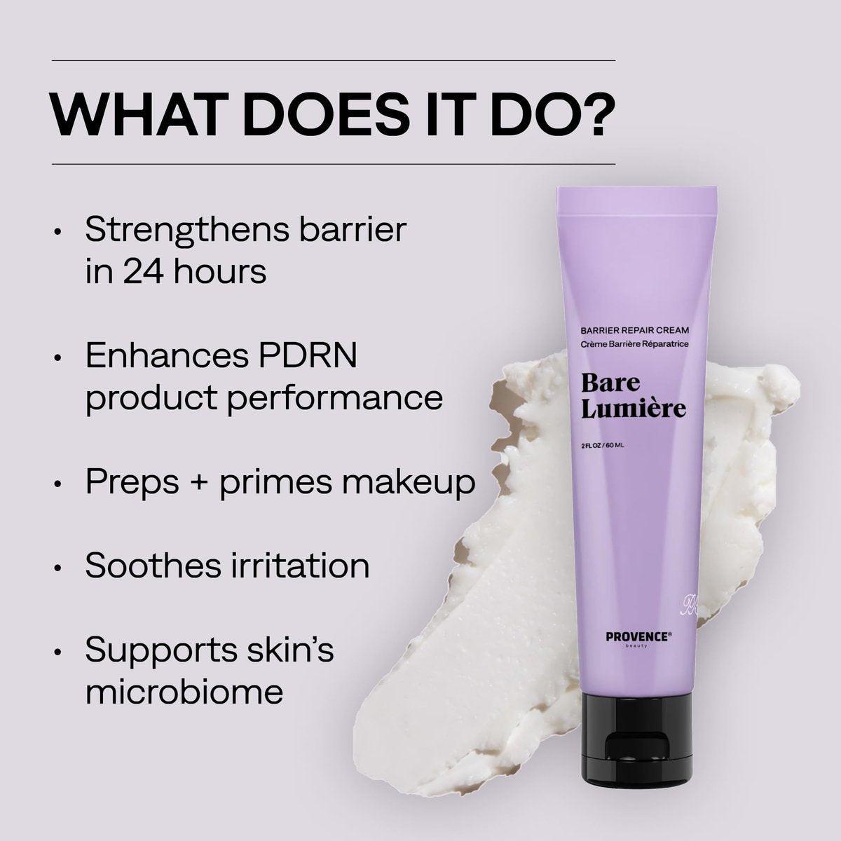 Provence Beauty BARE LUMIÈRE Hautbarriere-Reparaturcreme – 5-in-1 Gesichtsfeuchtigkeitscreme mit Ectoin, verkapselten Probiotika & Aloe Vera – Hydratisiert, macht die Haut geschmeidig, verleiht Glow & stärkt die Haut – 60 ml