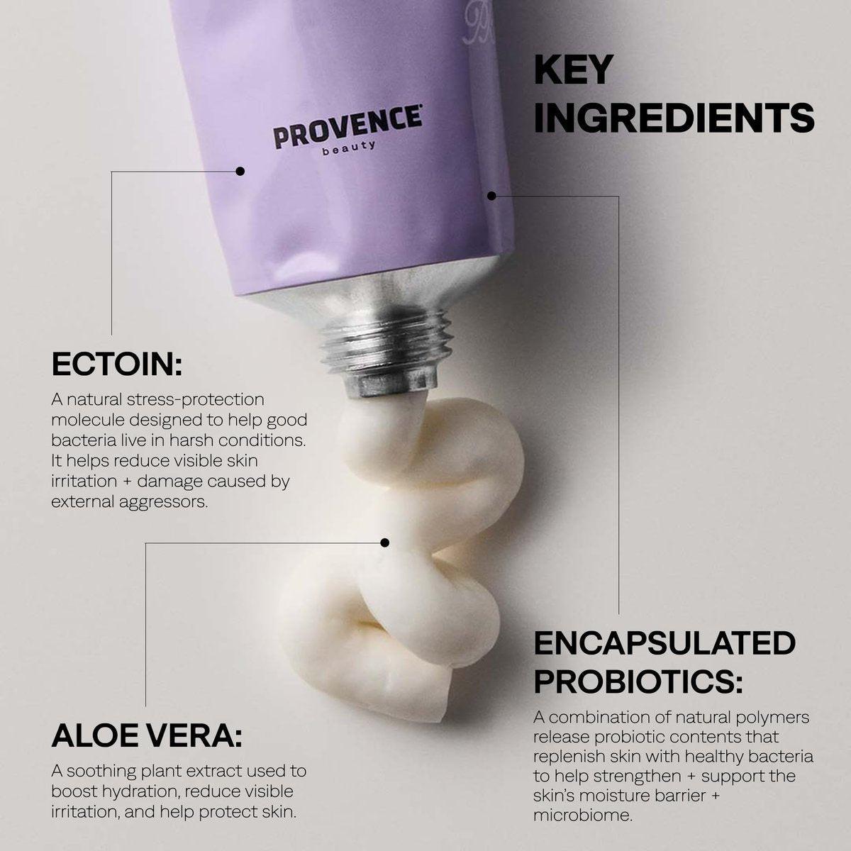 Provence Beauty BARE LUMIÈRE Hautbarriere-Reparaturcreme – 5-in-1 Gesichtsfeuchtigkeitscreme mit Ectoin, verkapselten Probiotika & Aloe Vera – Hydratisiert, macht die Haut geschmeidig, verleiht Glow & stärkt die Haut – 60 ml