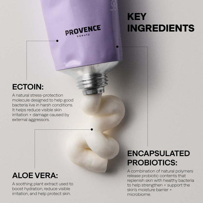 Provence Beauty BARE LUMIÈRE Hautbarriere-Reparaturcreme – 5-in-1 Gesichtsfeuchtigkeitscreme mit Ectoin, verkapselten Probiotika & Aloe Vera – Hydratisiert, macht die Haut geschmeidig, verleiht Glow & stärkt die Haut – 60 ml
