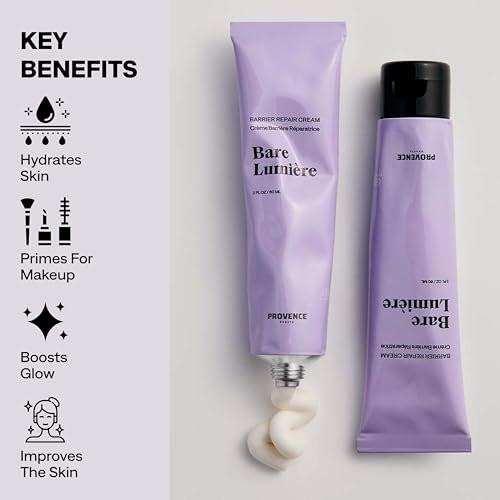 Provence Beauty BARE LUMIÈRE Hautbarriere-Reparaturcreme – 5-in-1 Gesichtsfeuchtigkeitscreme mit Ectoin, verkapselten Probiotika & Aloe Vera – Hydratisiert, macht die Haut geschmeidig, verleiht Glow & stärkt die Haut – 60 ml