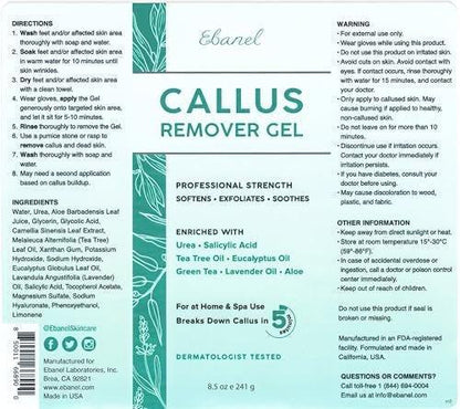 Ebanel Professioneller Hornhautentferner für Füße mit 20% Urea, Bittersalz, Salicylsäure, Glykolsäure – Gel-Peeling für abgestorbene Haut, rissige Fersen