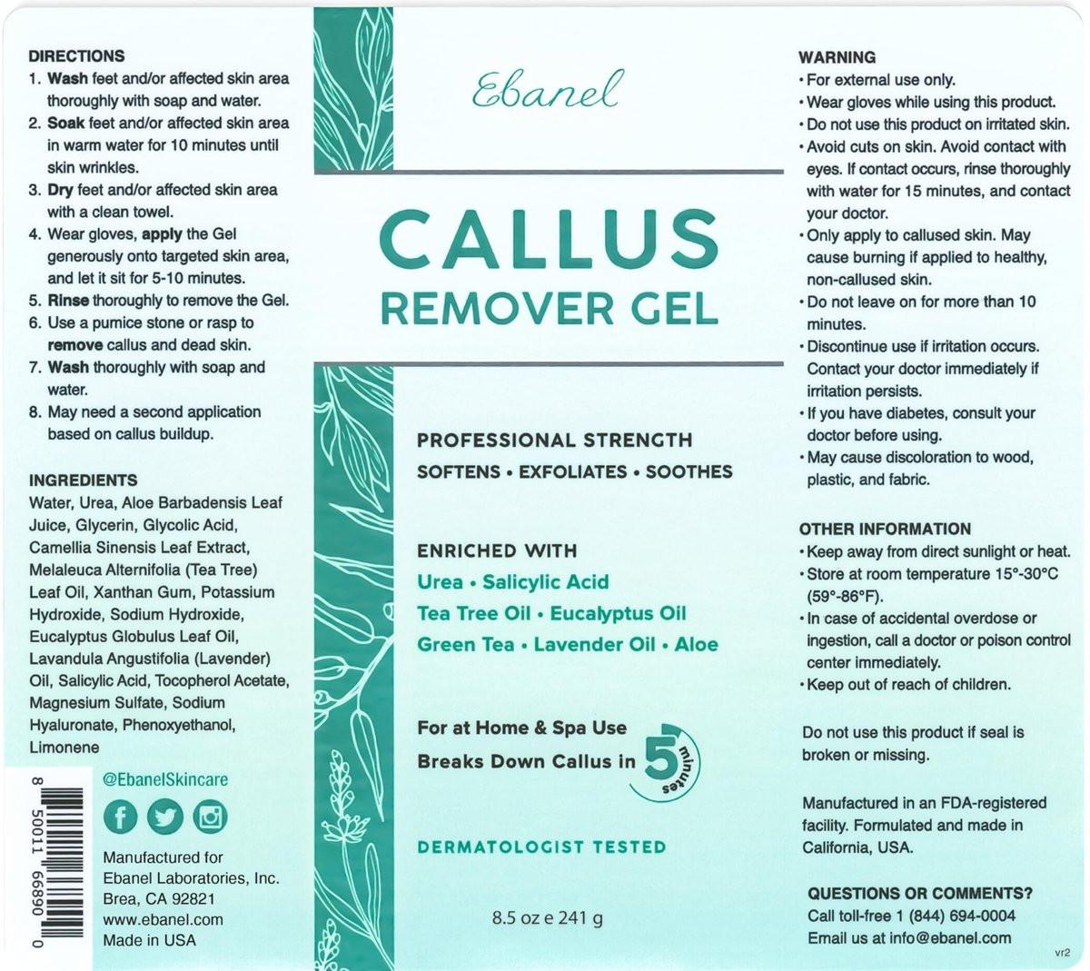 Ebanel Professioneller Hornhautentferner für Füße mit 20% Urea, Bittersalz, Salicylsäure, Glykolsäure – Gel-Peeling für abgestorbene Haut, rissige Fersen