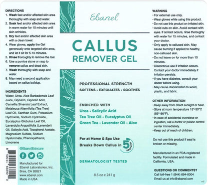 Ebanel Professioneller Hornhautentferner für Füße mit 20% Urea, Bittersalz, Salicylsäure, Glykolsäure – Gel-Peeling für abgestorbene Haut, rissige Fersen