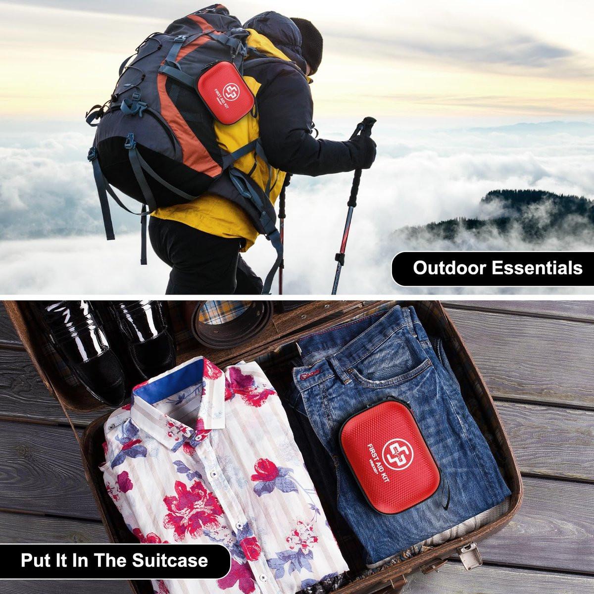 Mini Erste-Hilfe-Set – 150-teiliger wasserdichter Hartschalenkoffer für Zuhause, Auto, Reisen, Camping, Wandern, Sport, Büro & Outdoor-Notfälle (Schwarz)