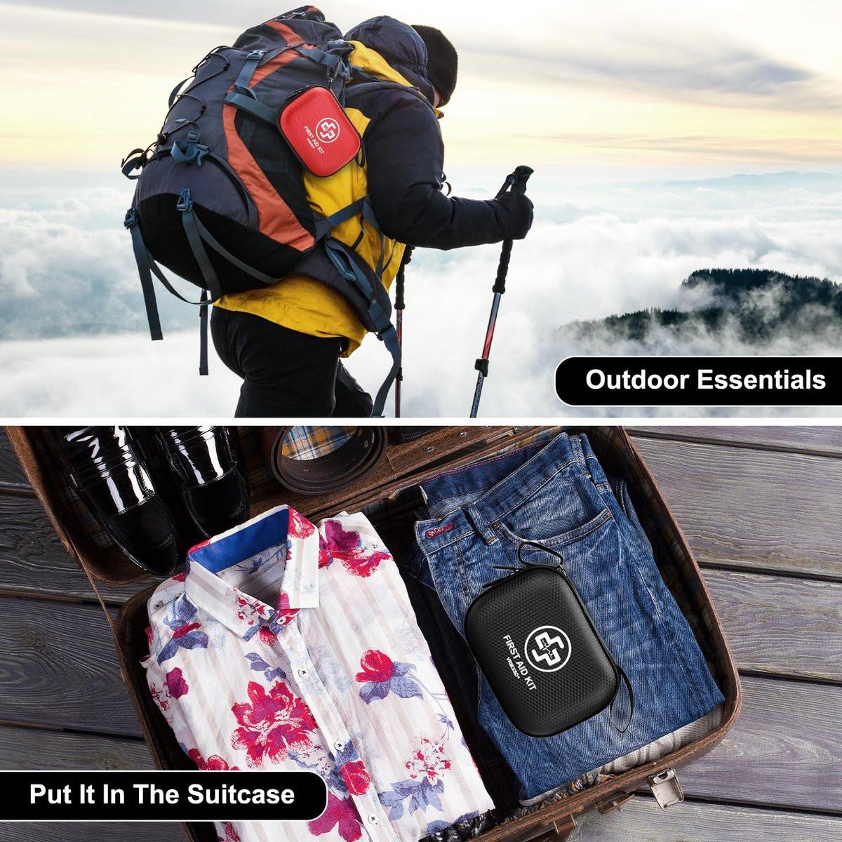 Mini Erste-Hilfe-Set – 150-teiliger wasserdichter Hartschalenkoffer für Zuhause, Auto, Reisen, Camping, Wandern, Sport, Büro & Outdoor-Notfälle (Schwarz)