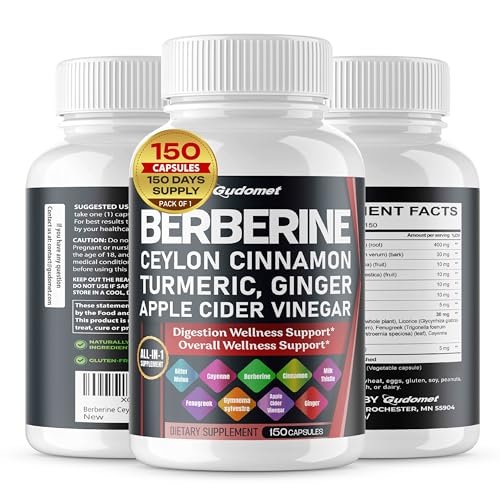 Berberin Ceylon Zimt - All-in-1 Nahrungsergänzung mit Bitter Melone, AVG, Gymnema sylvestre, Kurkuma, Mariendistel, Süßholz, Heiliges Basilikum, Bockshornklee, Banaba - 150 Kapseln
