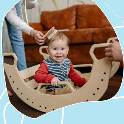 BONUMVITA Baby Haarbürste und Kamm Set aus Holz – Weiche Ziegenborsten für Neugeborene, Ideal gegen Milchschorf