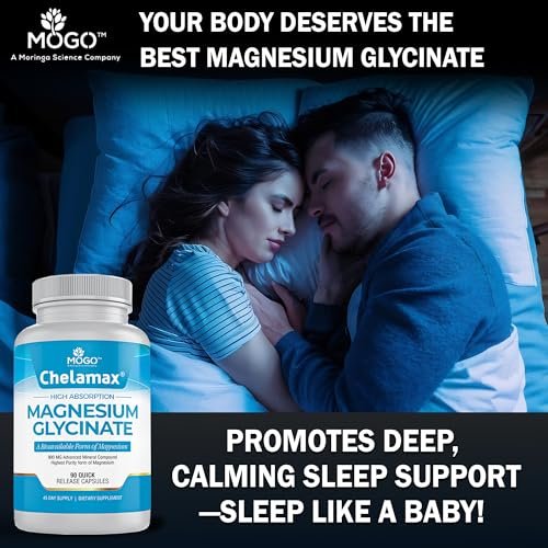 Chelamax Magnesium Glycinat – 100% cheliertes Magnesium aus dem Toten Meer, für Schlaf, Muskelkrämpfe & Knochengesundheit, 90 Kapseln, hergestellt in den USA, 3rd Party getestet, schwermetallfrei