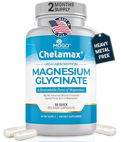 Chelamax Magnesium Glycinat – 100% cheliertes Magnesium aus dem Toten Meer, für Schlaf, Muskelkrämpfe & Knochengesundheit, 90 Kapseln, hergestellt in den USA, 3rd Party getestet, schwermetallfrei