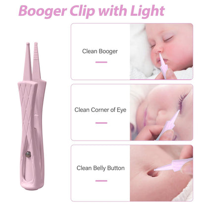 15-teiliges Ohrenschmalz-Entfernungsset mit LED-Leuchte – Ohrenreinigungsset für Kinder und Erwachsene, Ohrlöffel, Pinzette und Spiralfeder – Pink