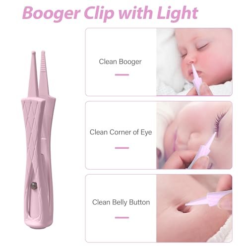 15-teiliges Ohrenschmalz-Entfernungsset mit LED-Leuchte – Ohrenreinigungsset für Kinder und Erwachsene, Ohrlöffel, Pinzette und Spiralfeder – Pink