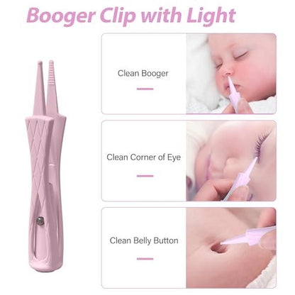 15-teiliges Ohrenschmalz-Entfernungsset mit LED-Leuchte – Ohrenreinigungsset für Kinder und Erwachsene, Ohrlöffel, Pinzette und Spiralfeder – Pink