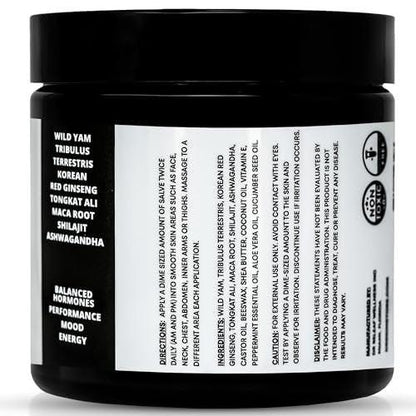 Dr. Skin Männer Bio Wild Yam Creme für Hormonbalance - Natürlicher T-Booster mit Koreanischem Ginseng & Tongkat Ali - Mit Ashwagandha für mehr Energie, Ausdauer & Kraft - 118ml, Hergestellt in den USA