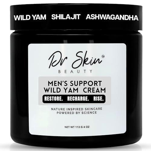 Dr. Skin Männer Bio Wild Yam Creme für Hormonbalance - Natürlicher T-Booster mit Koreanischem Ginseng & Tongkat Ali - Mit Ashwagandha für mehr Energie, Ausdauer & Kraft - 118ml, Hergestellt in den USA
