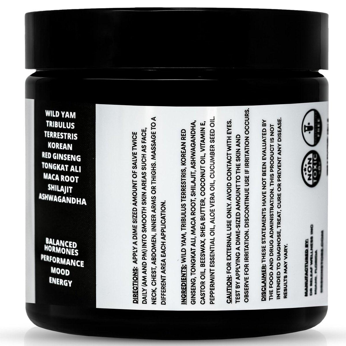 Dr. Skin Männer Bio Wild Yam Creme für Hormonbalance - Natürlicher T-Booster mit Koreanischem Ginseng & Tongkat Ali - Mit Ashwagandha für mehr Energie, Ausdauer & Kraft - 118ml, Hergestellt in den USA