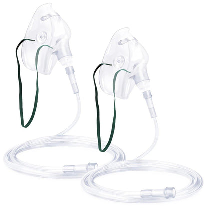 2er-Pack Sauerstoffmaske für Erwachsene mit 2m Schlauch & verstellbarem elastischem Band (Größe M-Klar-2 Stück) - Ohne Becher