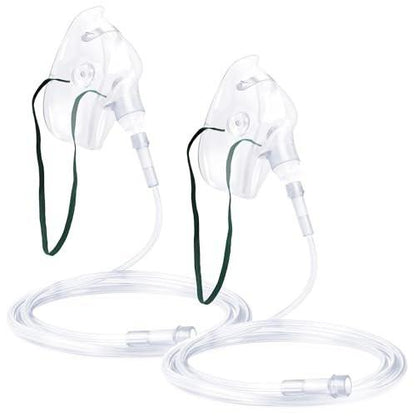 2er-Pack Sauerstoffmaske für Erwachsene mit 2m Schlauch & verstellbarem elastischem Band (Größe M-Klar-2 Stück) - Ohne Becher