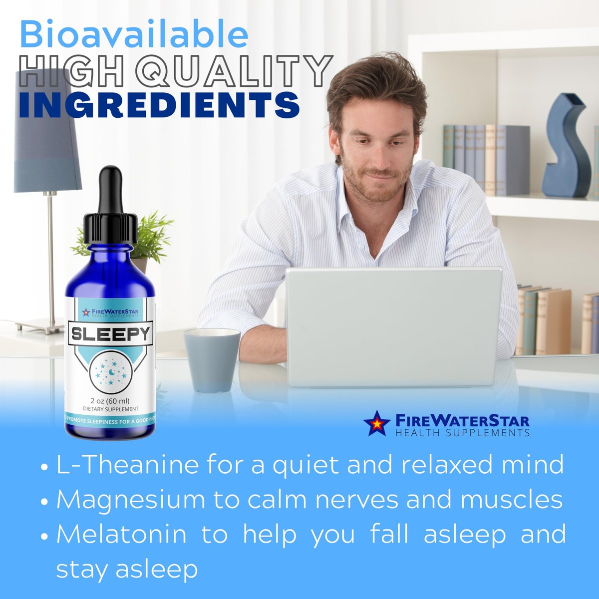 FWS Sleepy – Flüssiges Melatonin mit Magnesium & L-Theanin – Natürliche Schlafhilfe für Erwachsene, Jugendliche & Kinder