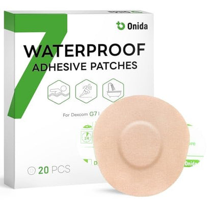 Onida Dexcom G7 Klebepflaster 20 Stück, wasserdichte Overpatches für G7 & Stelo Flexibler CGM-Kleber, vorgeschnittene medizinische Klebepflaster, kontinuierlicher Glukosemonitor-Sensorabdeckung